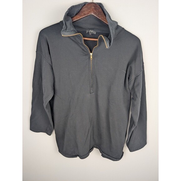 J Crew Men's Half Zip Black Pullover Sweatshirt Mens Small 100% Cotton Preppy - Picture 1 of 12